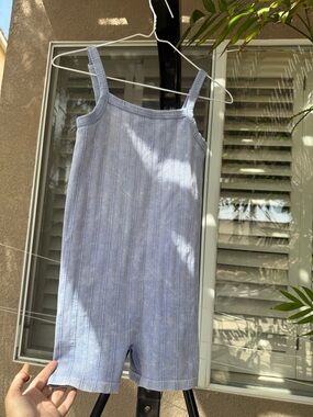 Light Blue Ribbed Knit Romper